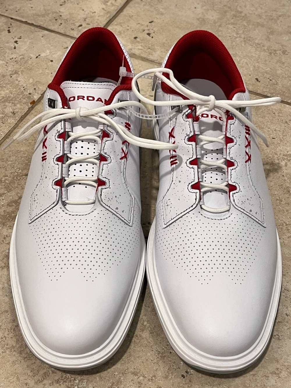 NIKE AIR JORDAN ADG 5 Golf Shoes Mens 12 White Fire Red FQ7874-101 Leather NEW